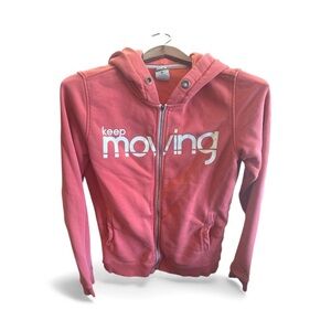 “Keep Moving” Anta Women’s Size Large Sporty Zip Up Coral Hoodie Jacket Workout